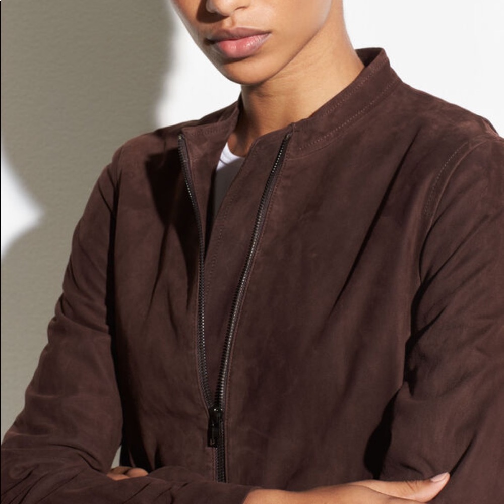 Vince Lamb Leather Suede Bomber Jacket